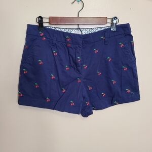 Cambridge Navy Cherry Embroidered Shorts